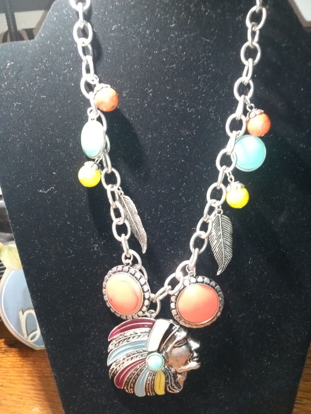 Silver & Red Statement Necklace Like New